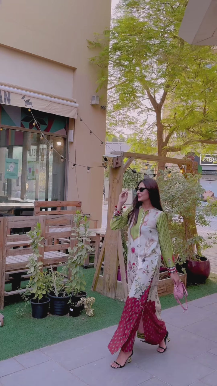 Women's Multi Color Cotton Floral Print Kaftan Set