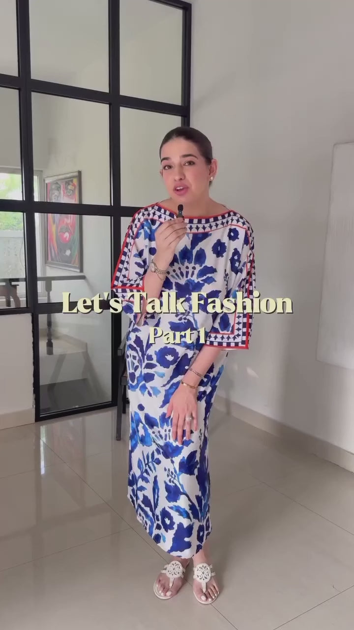 Women's White Premium Matty Floral Print Kaftan Set