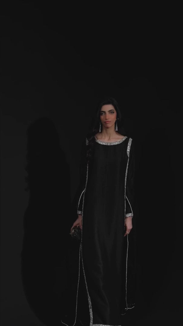 women's Black Embroidered Salwar Suit with Dupatta