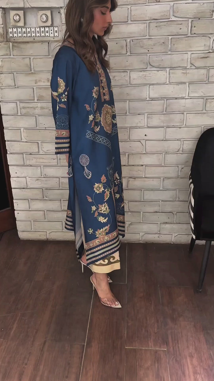 Women's Blue Cotton Floral Print Co-Ord Set