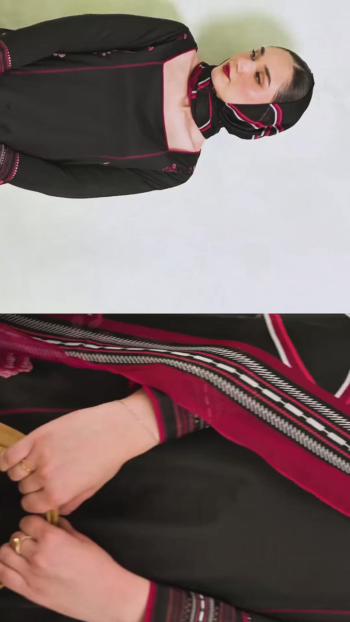 Women's Black Premium Soft Crepe Floral Print Kurta Set