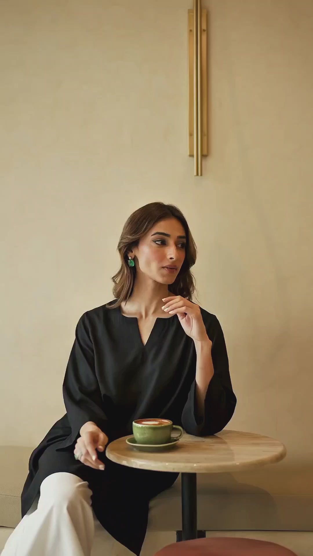 Women's Black & White 100% Natural Viscose Cotton Scallop Detailing Pant Kurta Set