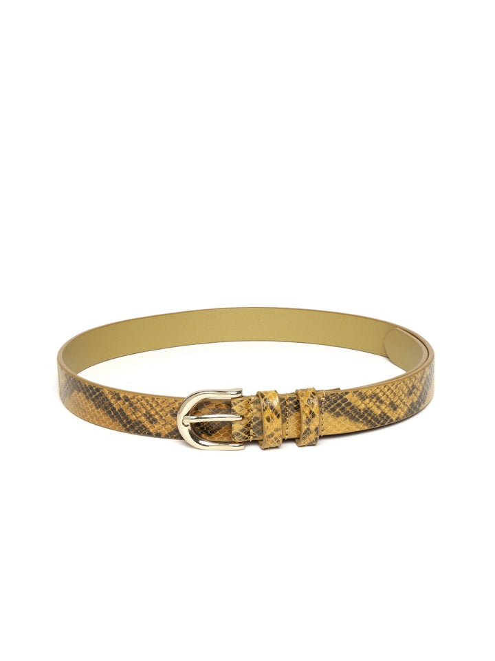 Women's Mustard Snake Skin Leather Belt - SASSAFRAS