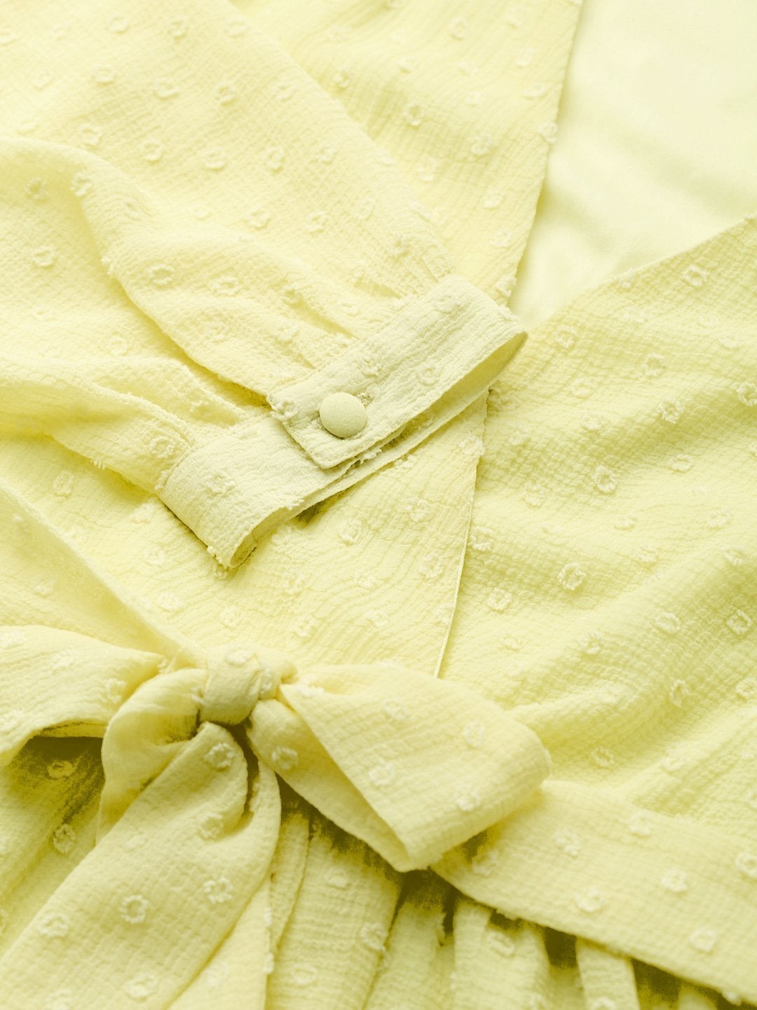 Women's Yellow Wrap Full Sleeves Dress - SASSAFRAS