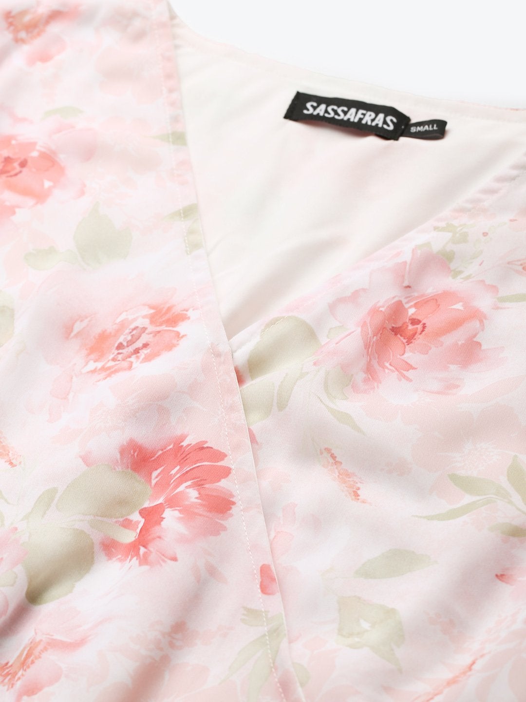 Women's Light Pink Floral Pleated Midi Dress - SASSAFRAS