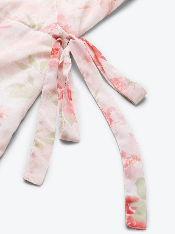 Women's Light Pink Floral Pleated Midi Dress - SASSAFRAS