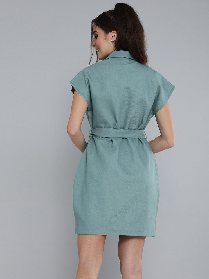 Women's Sea Green Blazer Dress - SASSAFRAS