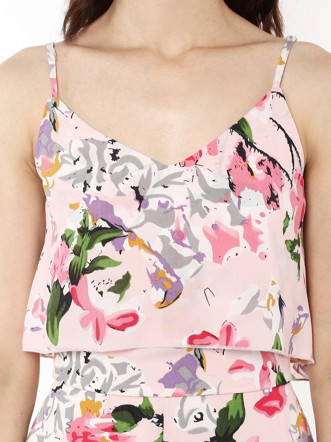 Women's Pink Floral Layered High Low Maxi Dress - SASSAFRAS