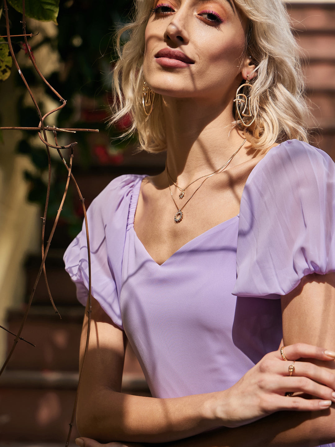 Women's Lavender Sweetheart Neck Short Skater Dress - SASSAFRAS