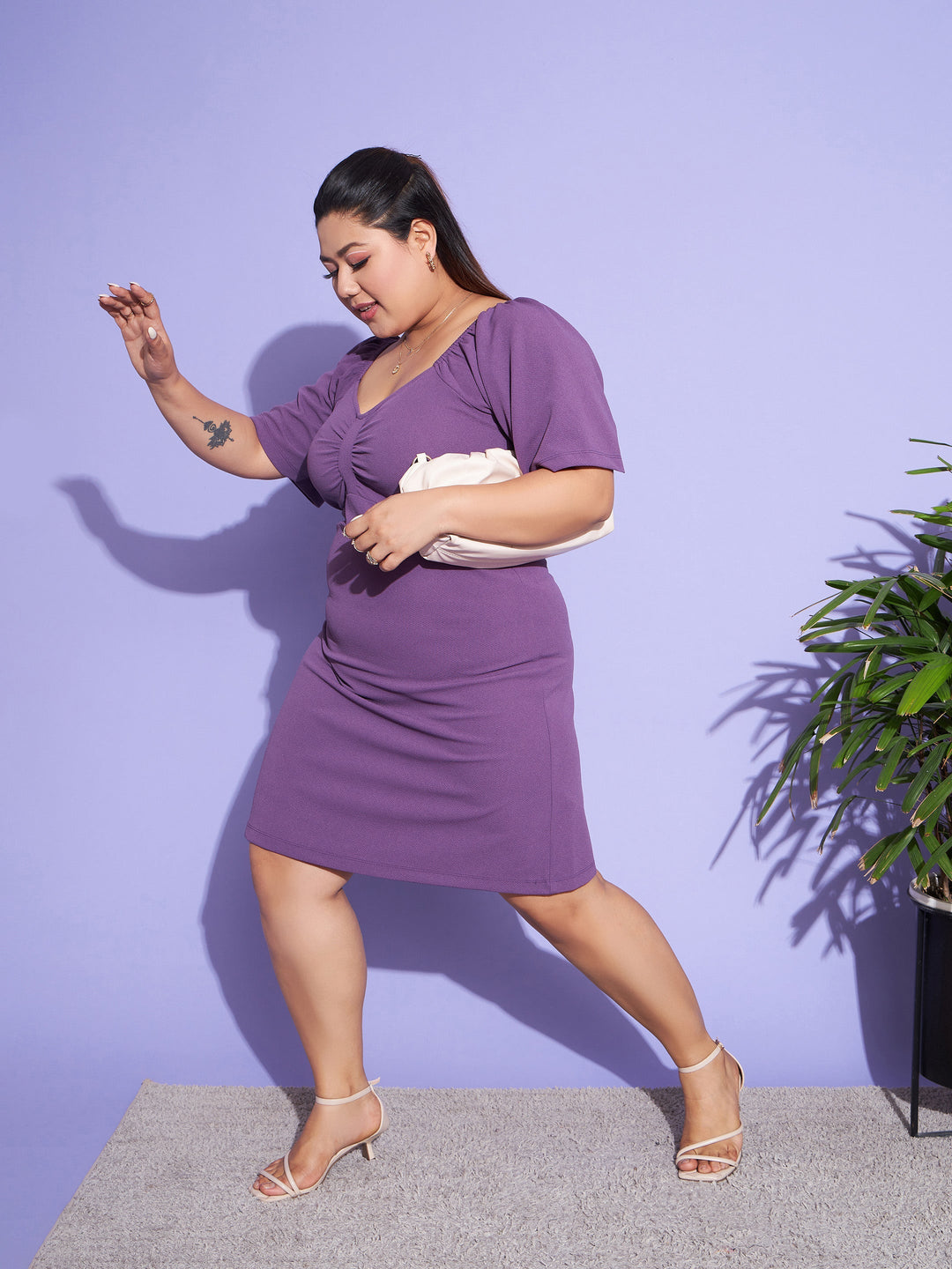 Women's Purple Solid A-Line Dress - SASSAFRAS