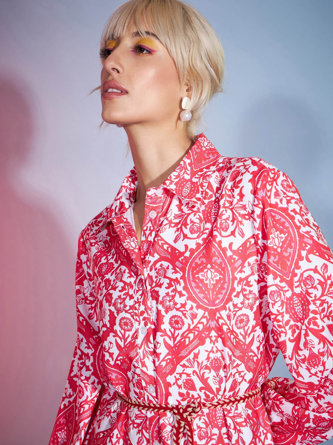 Women's Red Floral Flared Skater Dress - SASSAFRAS