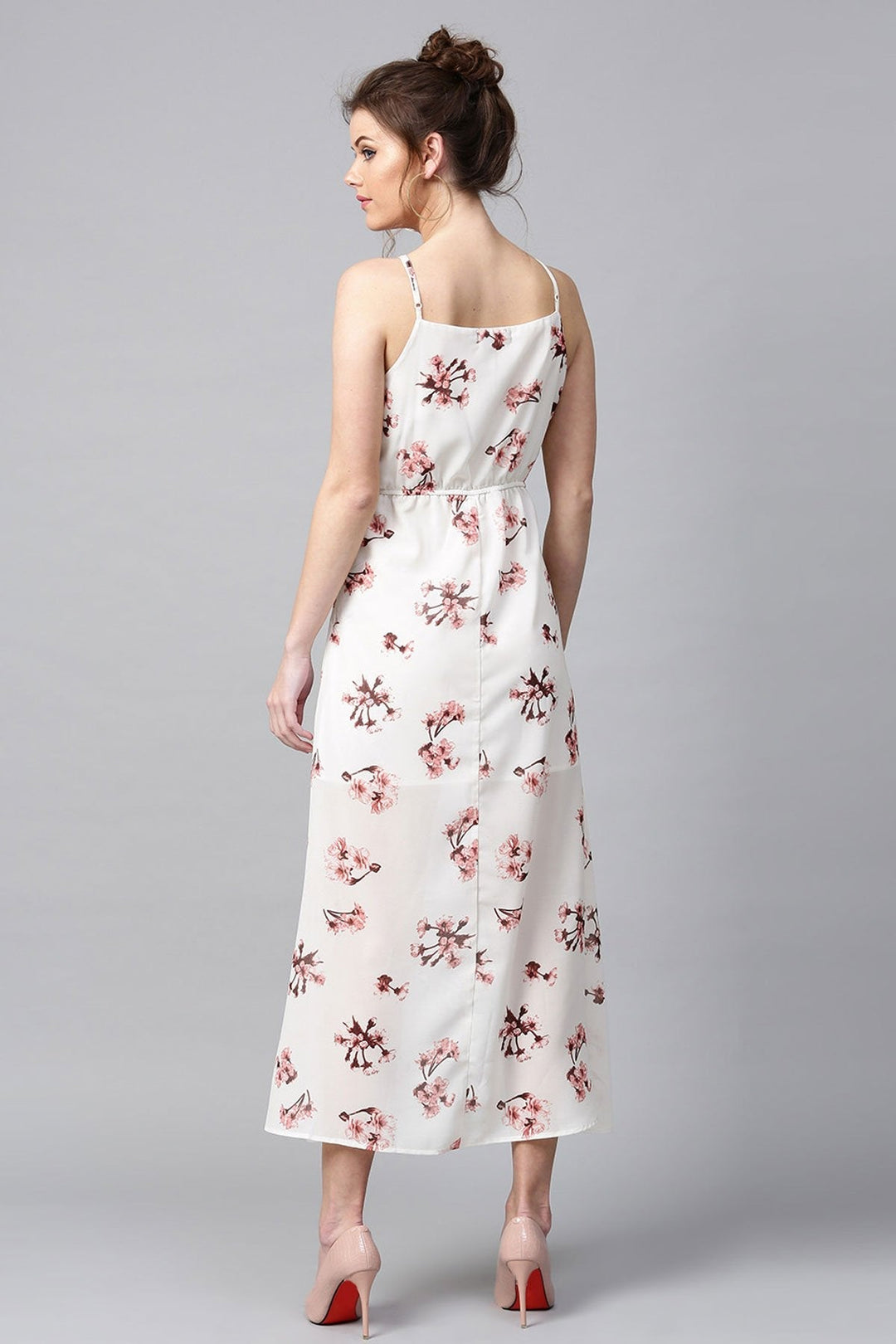 Women's Ivory Floral Halter Maxi - SASSAFRAS