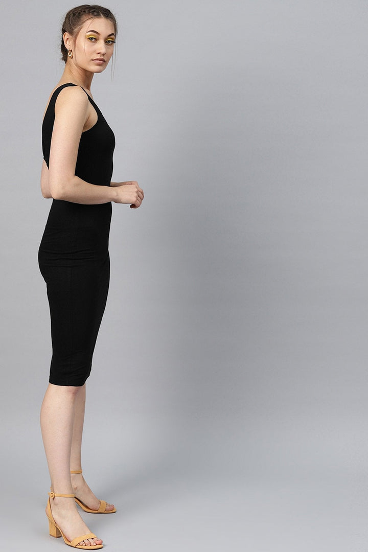 Women's Black Back Knot Cutout Dress - SASSAFRAS