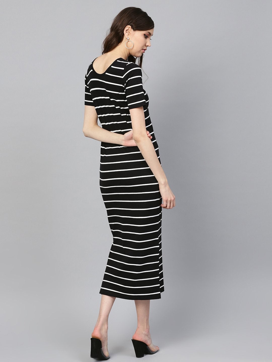 Women's Black White Stripe Maxi - SASSAFRAS