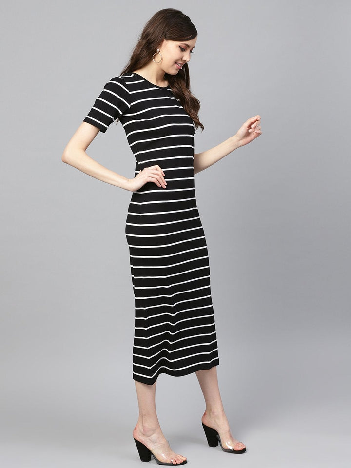Women's Black White Stripe Maxi - SASSAFRAS