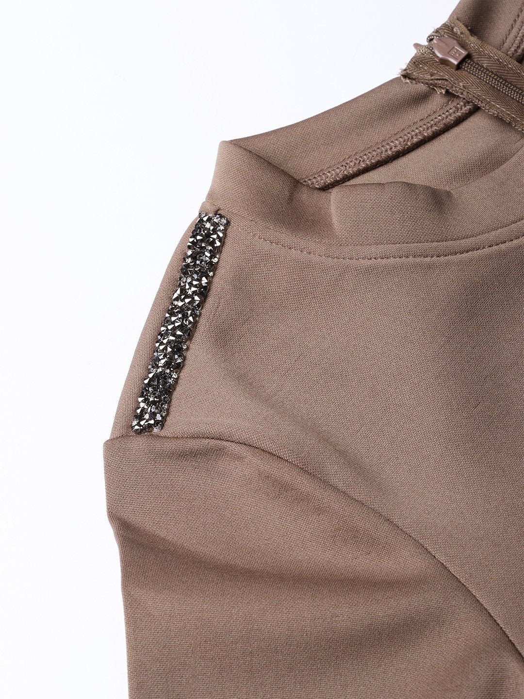 Women's Brown Metal Trim Bodycon Dress - SASSAFRAS