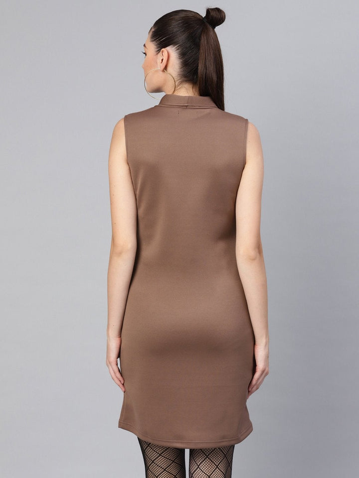 Women's Brown Sleeveless Blazer Dress - SASSAFRAS