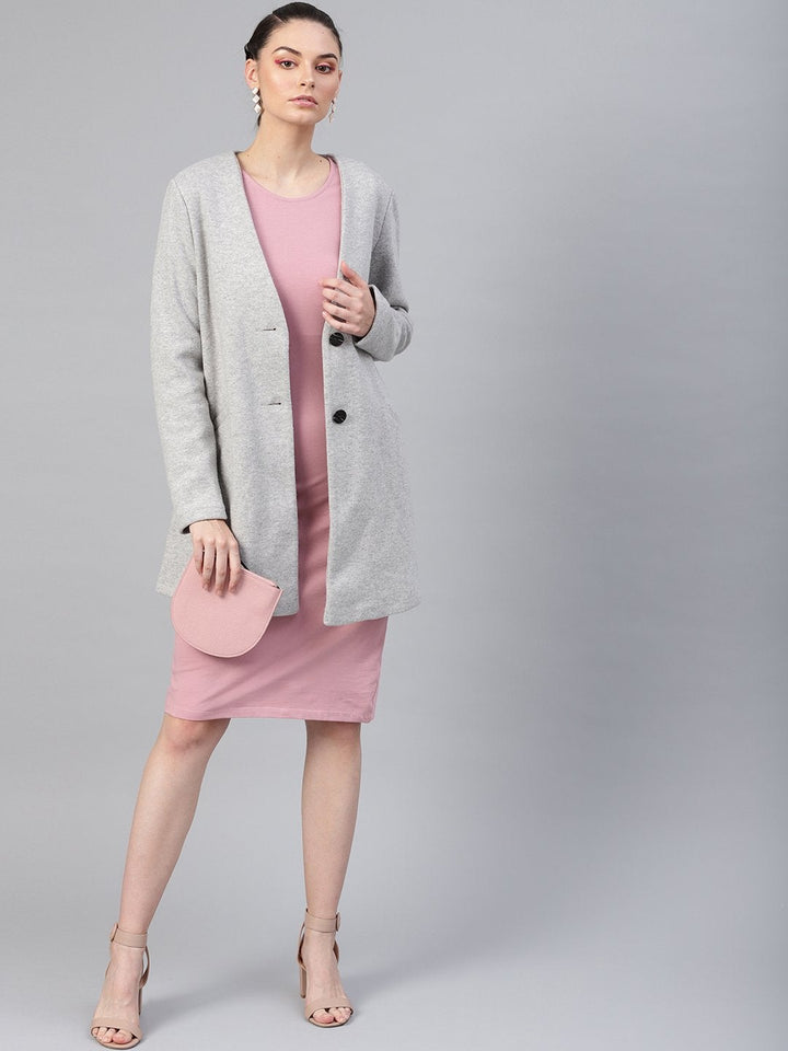 Women's Baked Pink Studded Bodycon Dress - SASSAFRAS