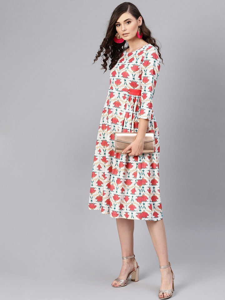 Women's Pink Floral Side Tab Dress - SASSAFRAS