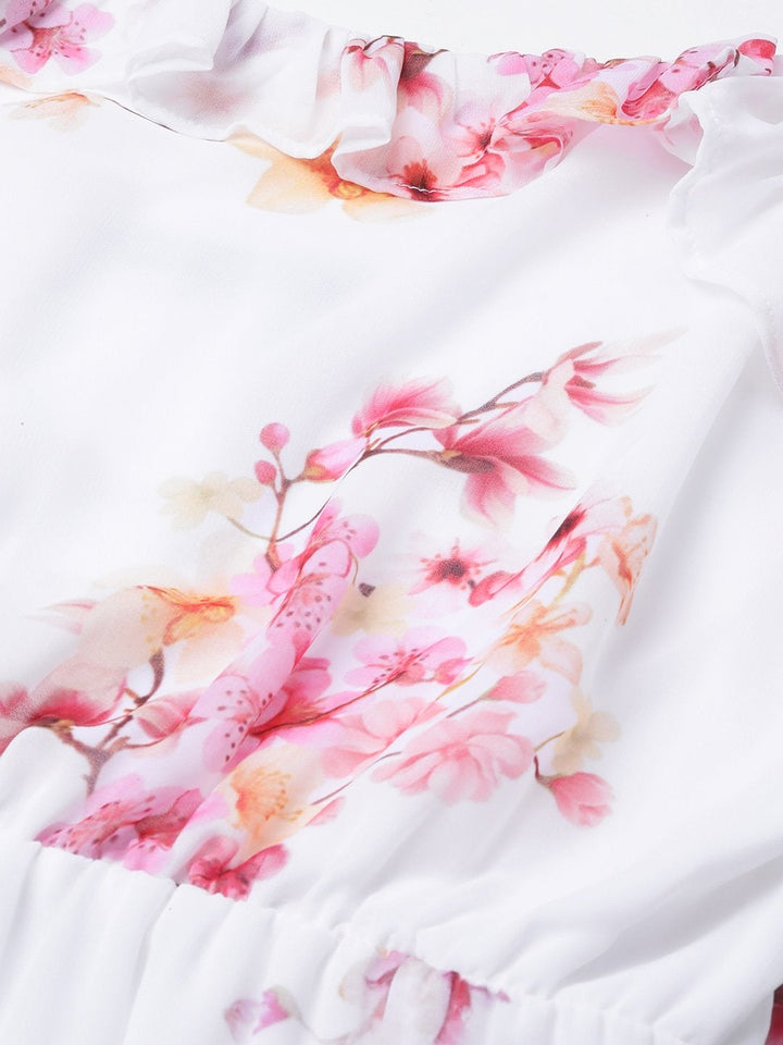 Women's Off-White Floral Strappy Maxi Dress - SASSAFRAS