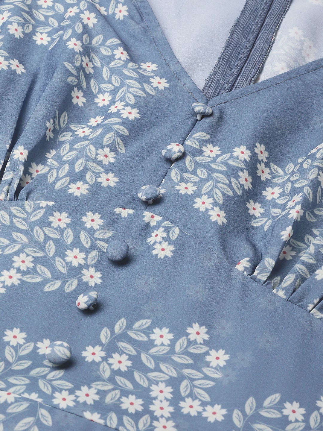 Women's Dark Blue Floral Flared Skater Dress - SASSAFRAS