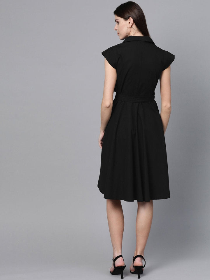 Women's Black Trench Wrap Dress - SASSAFRAS