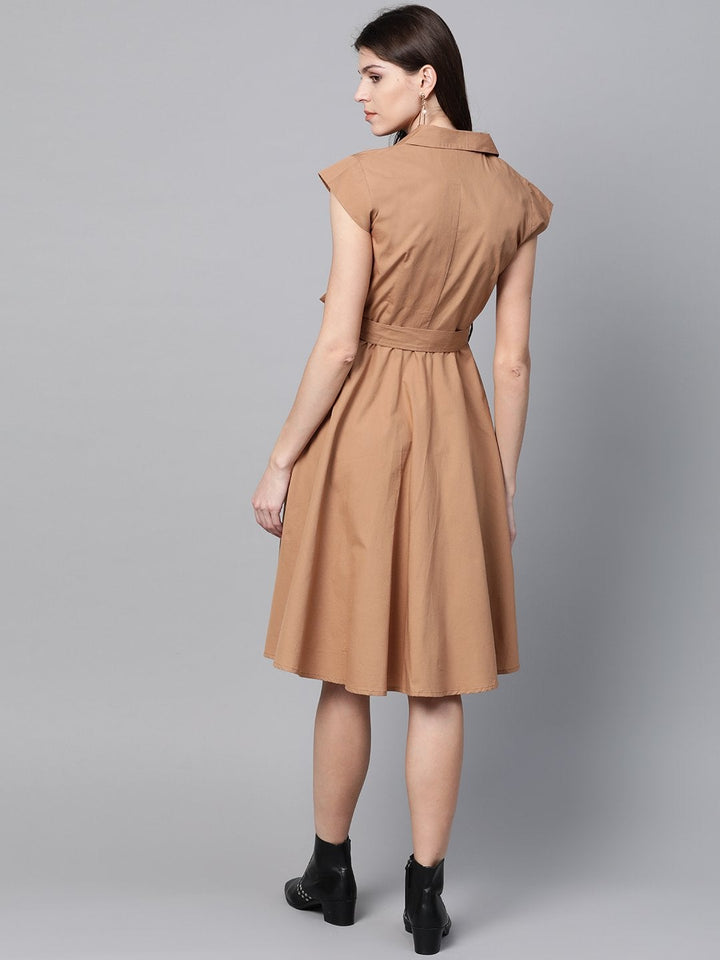Women's Brown Trench Wrap Dress - SASSAFRAS