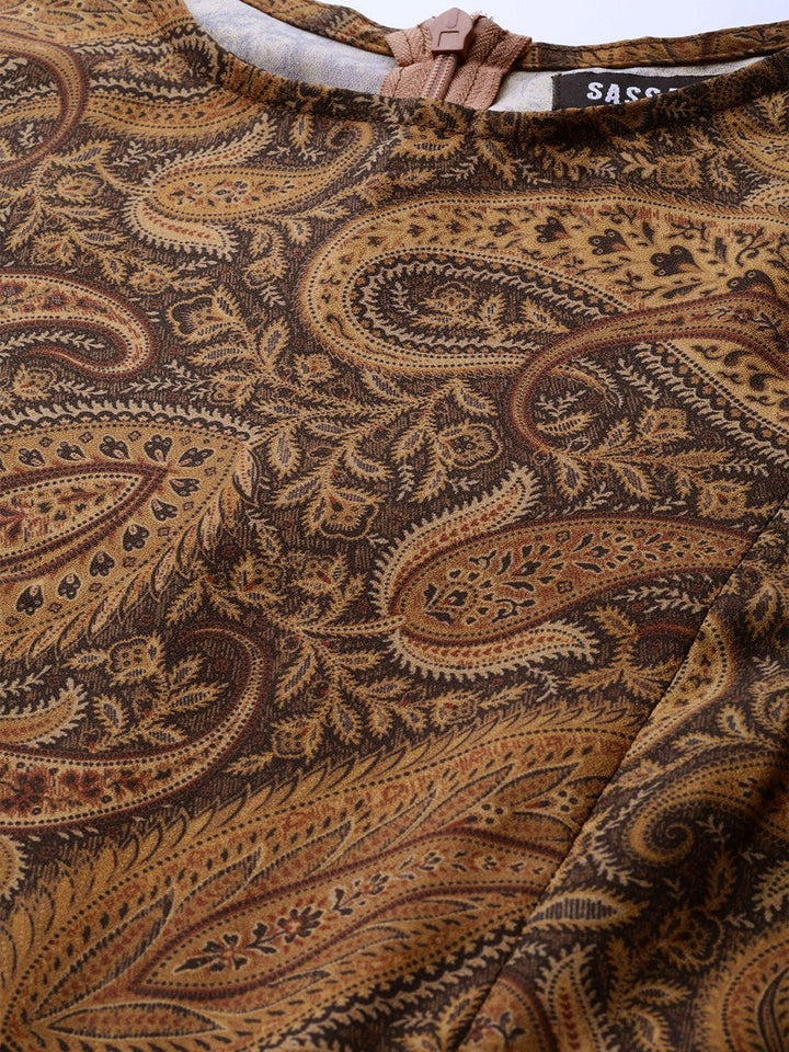 Women's Brown Paisley Tiered Maxi - SASSAFRAS