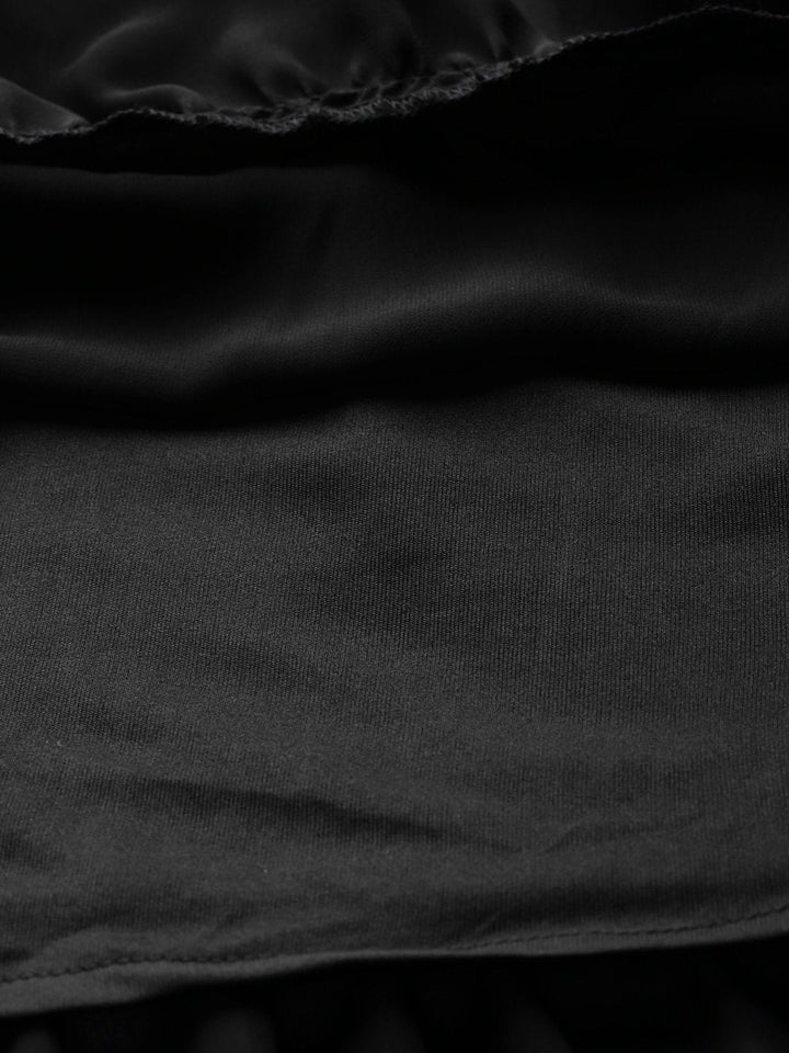 Women's Black Square Neck Tiered Maxi Dress - SASSAFRAS