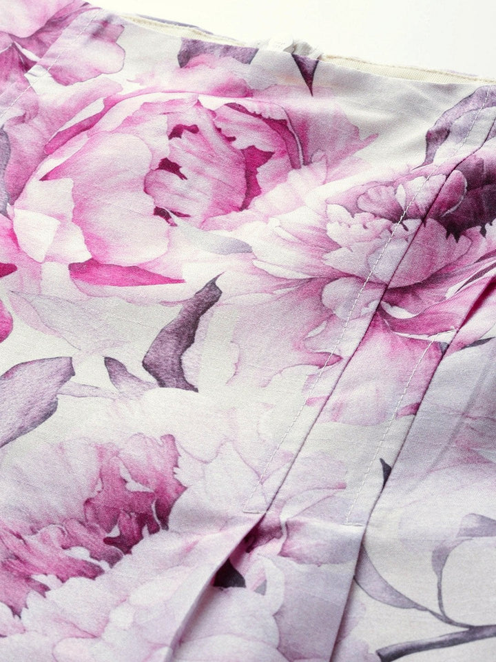 Women's Pink Floral Puff Sleeve Shift Dress - SASSAFRAS