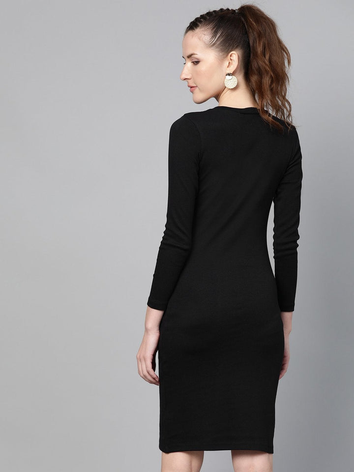 Women's Black Rib Bodycon Dress - SASSAFRAS