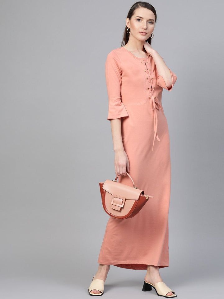 Women's Peach Front Criss Cross Detail Maxi - SASSAFRAS