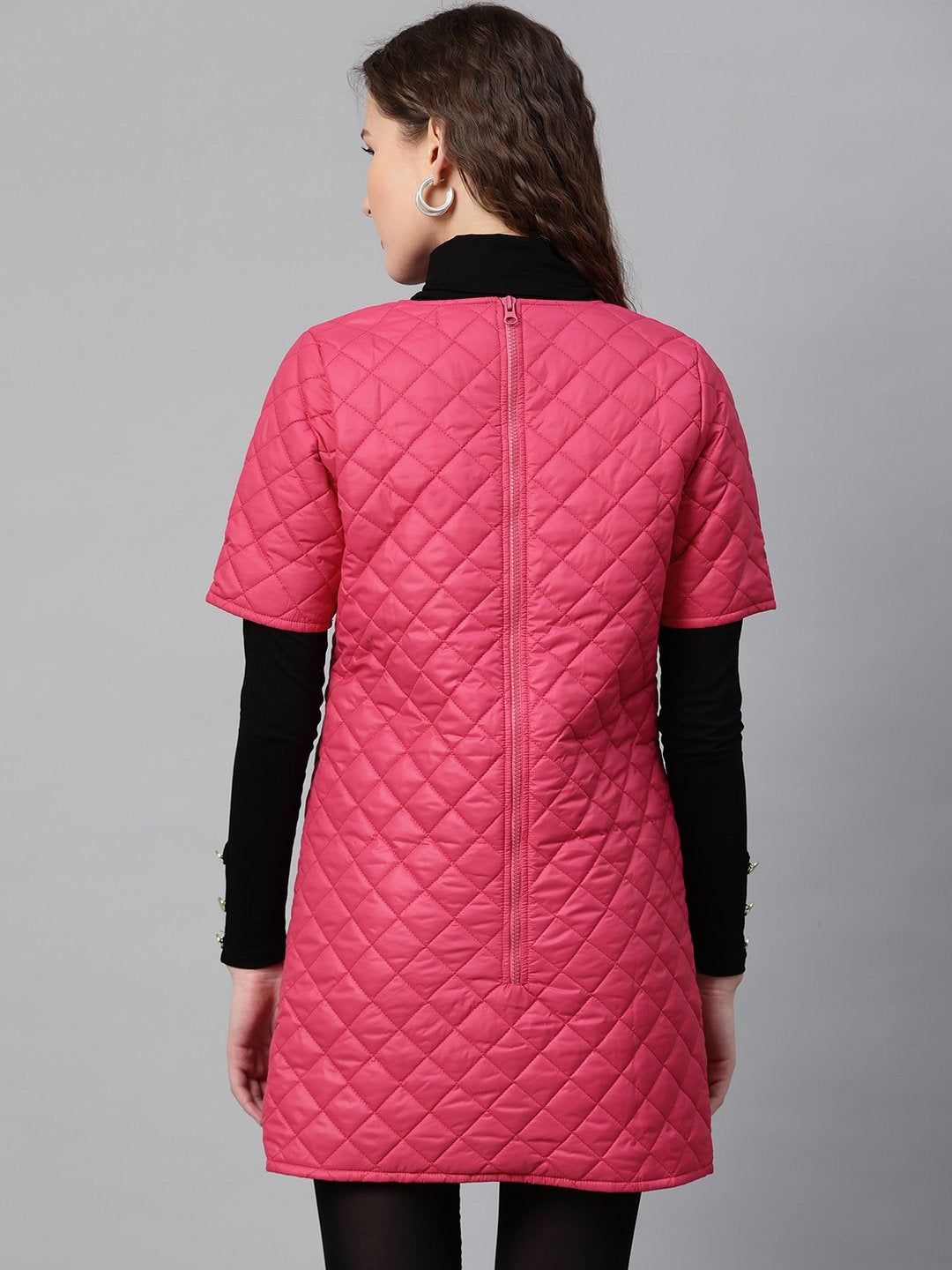 Women's Fuchsia Quilted Shift Dress - SASSAFRAS