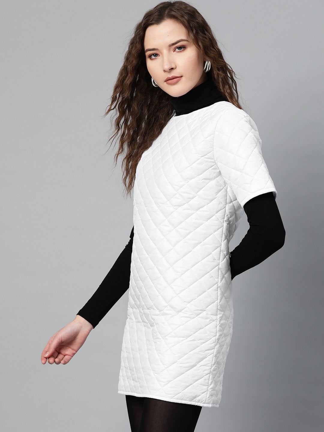 Women's White Quilted Shift Dress - SASSAFRAS