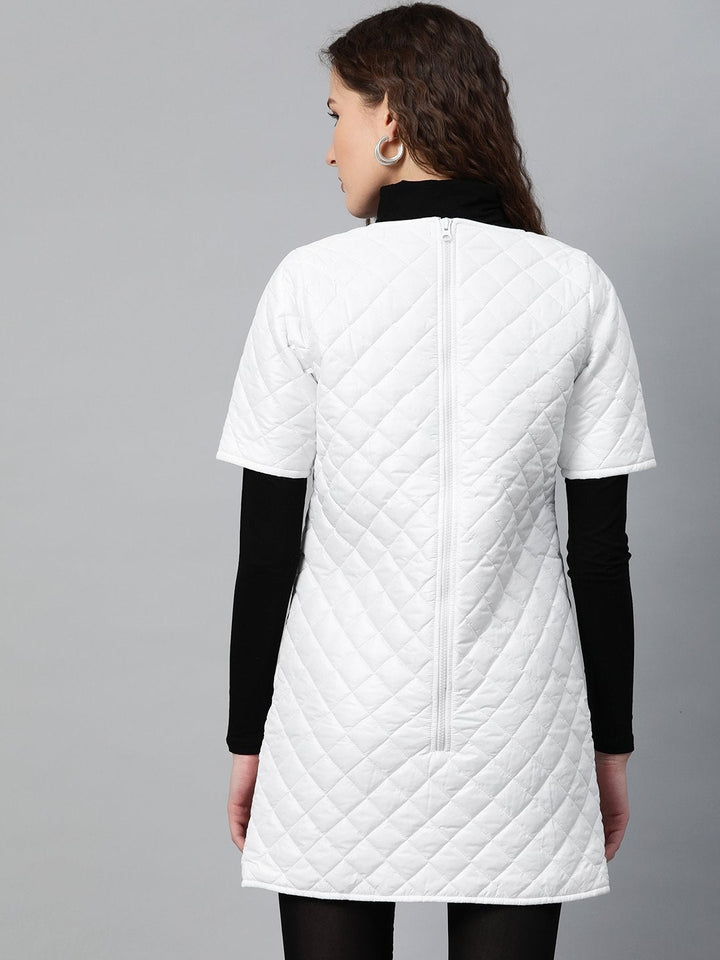Women's White Quilted Shift Dress - SASSAFRAS