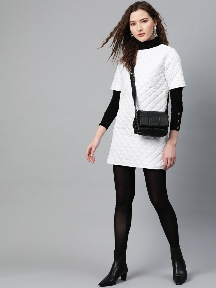 Women's White Quilted Shift Dress - SASSAFRAS
