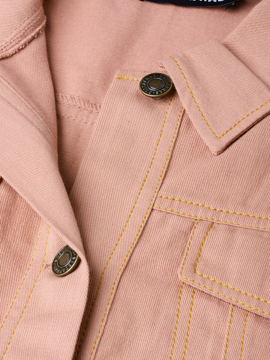 Women's Pink Denim Crop Jacket - SASSAFRAS