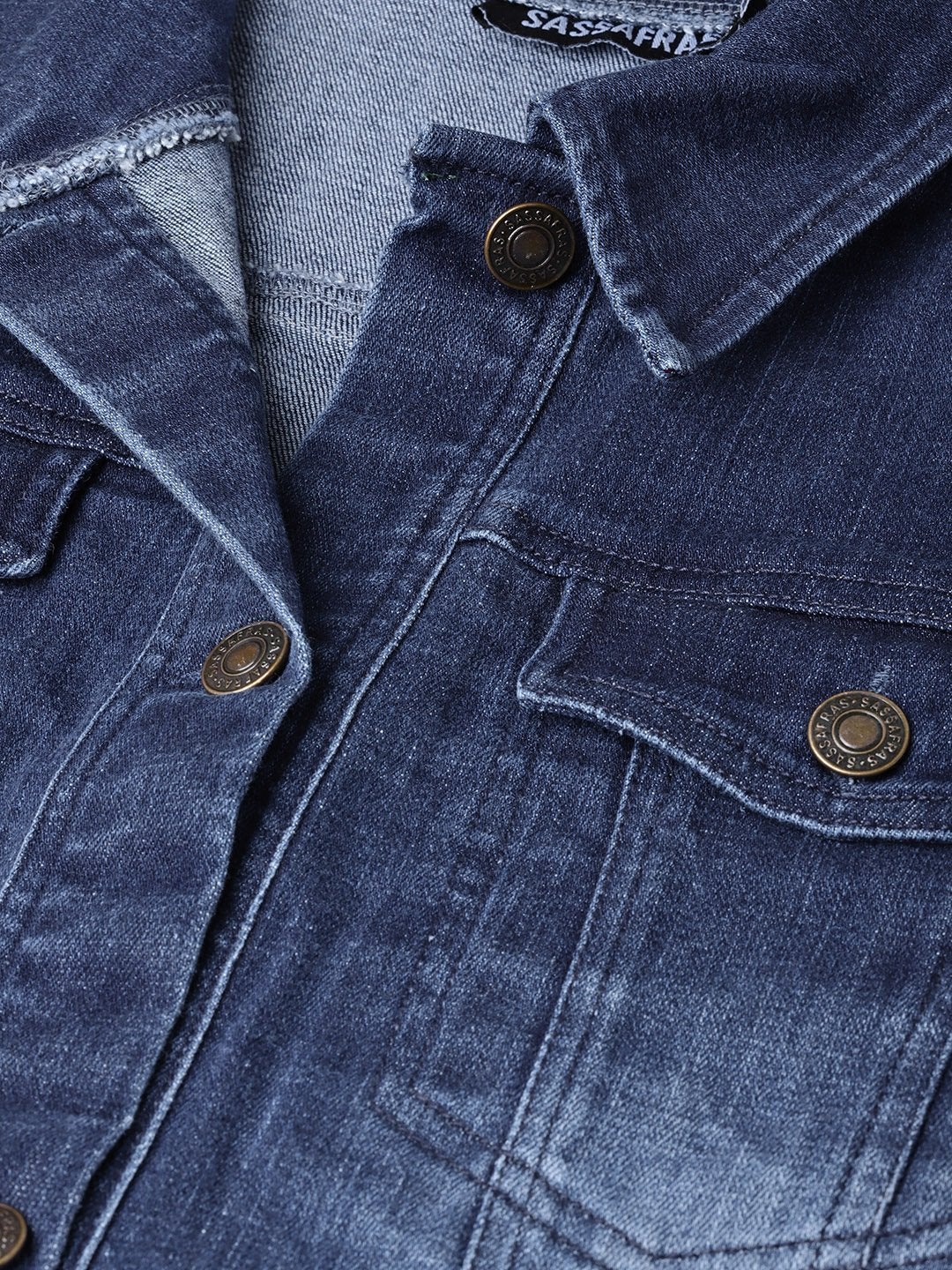 Women's Blue Denim Washed Jacket - SASSAFRAS