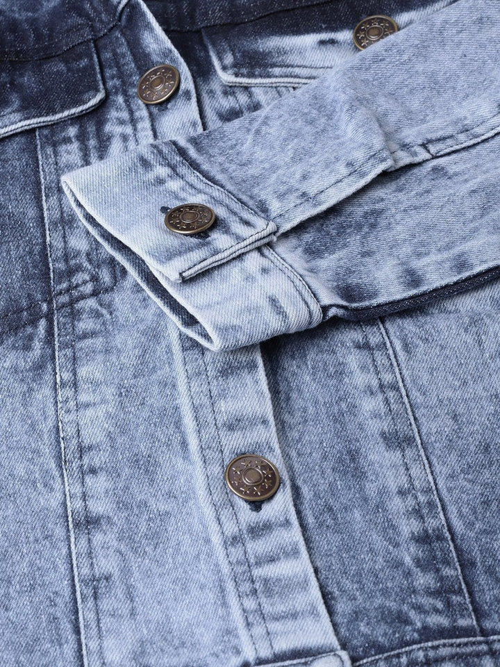 Women's Blue Acid Wash Denim Jacket - SASSAFRAS