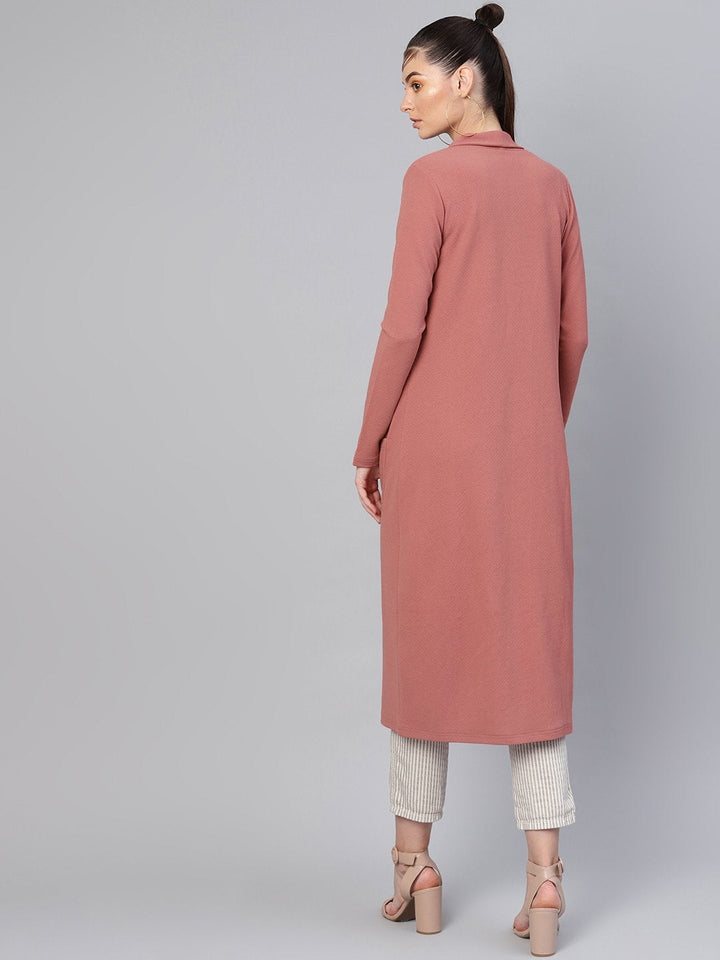 Women's Pink Pocket Detail Longline Shrug - SASSAFRAS