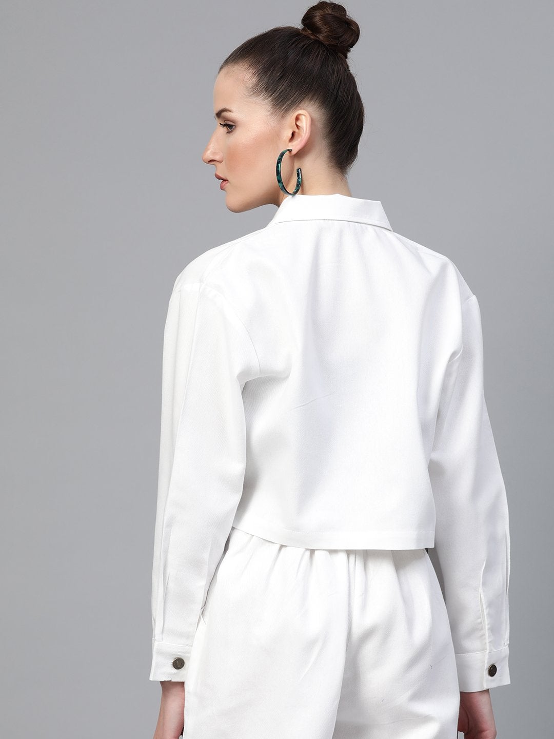 Women's White Boxy Denim Jacket - SASSAFRAS