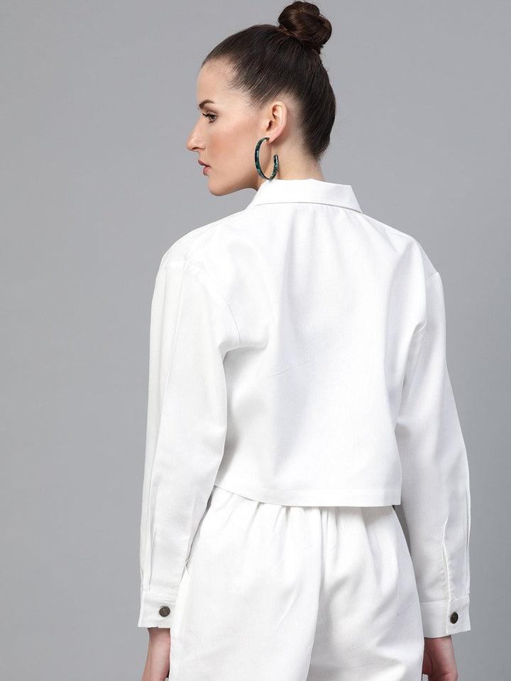 Women's White Boxy Denim Jacket - SASSAFRAS