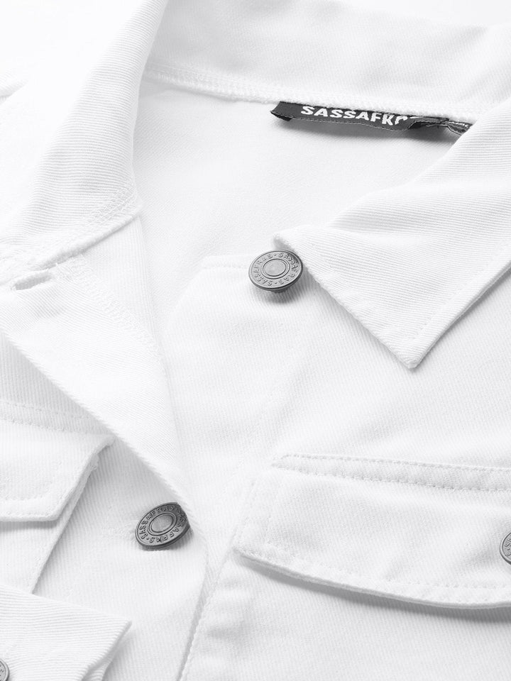 Women's White Boxy Denim Jacket - SASSAFRAS