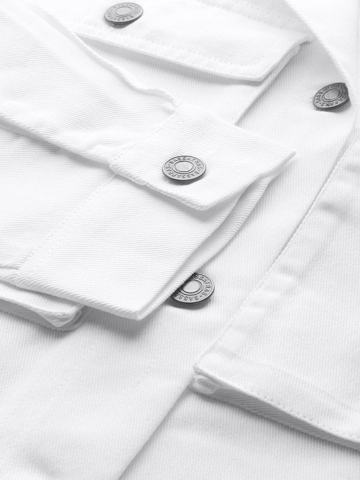 Women's White Boxy Denim Jacket - SASSAFRAS