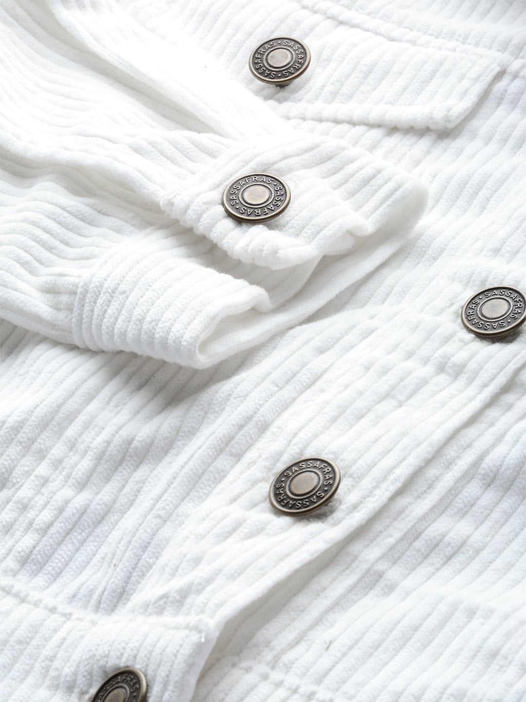Women's White Corduroy Boxy Jacket - SASSAFRAS