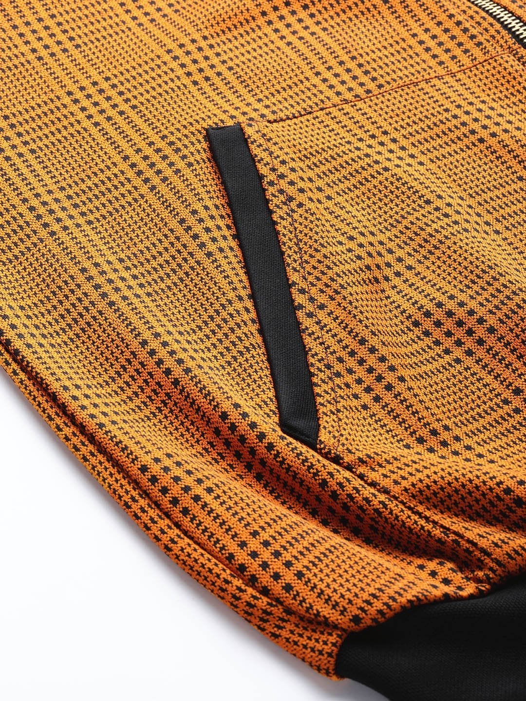Women's Mustard Jacquard Check Bomber Jacket - SASSAFRAS