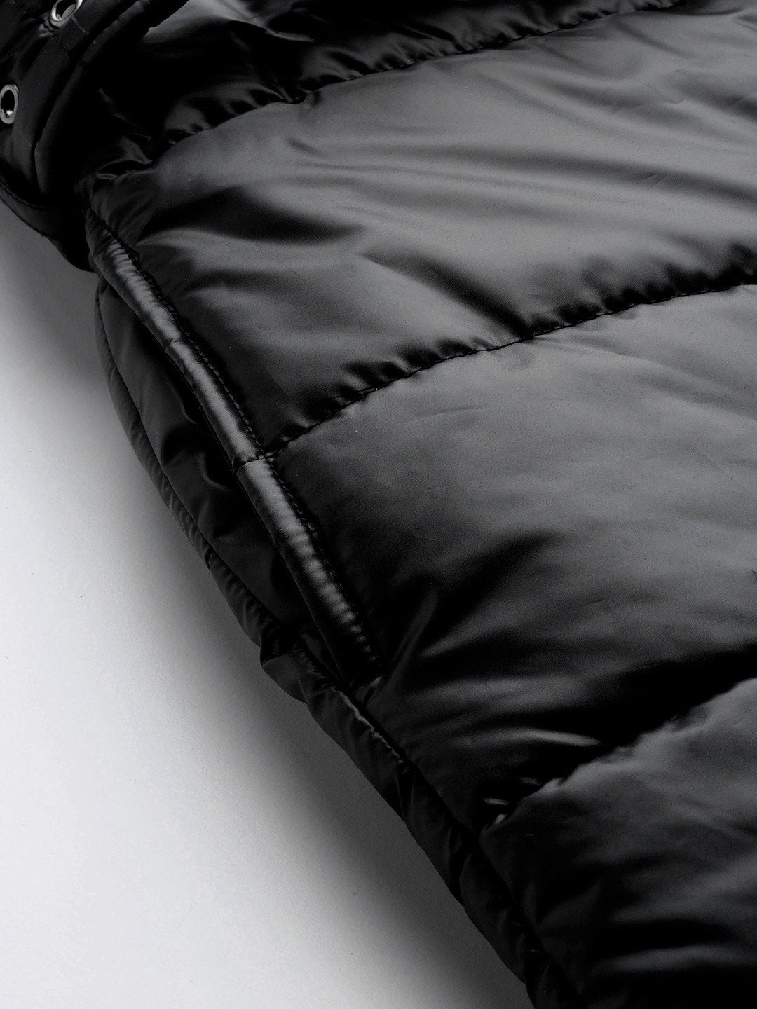 Women's Black Belted Longline Hooded Quilted Jacket - SASSAFRAS