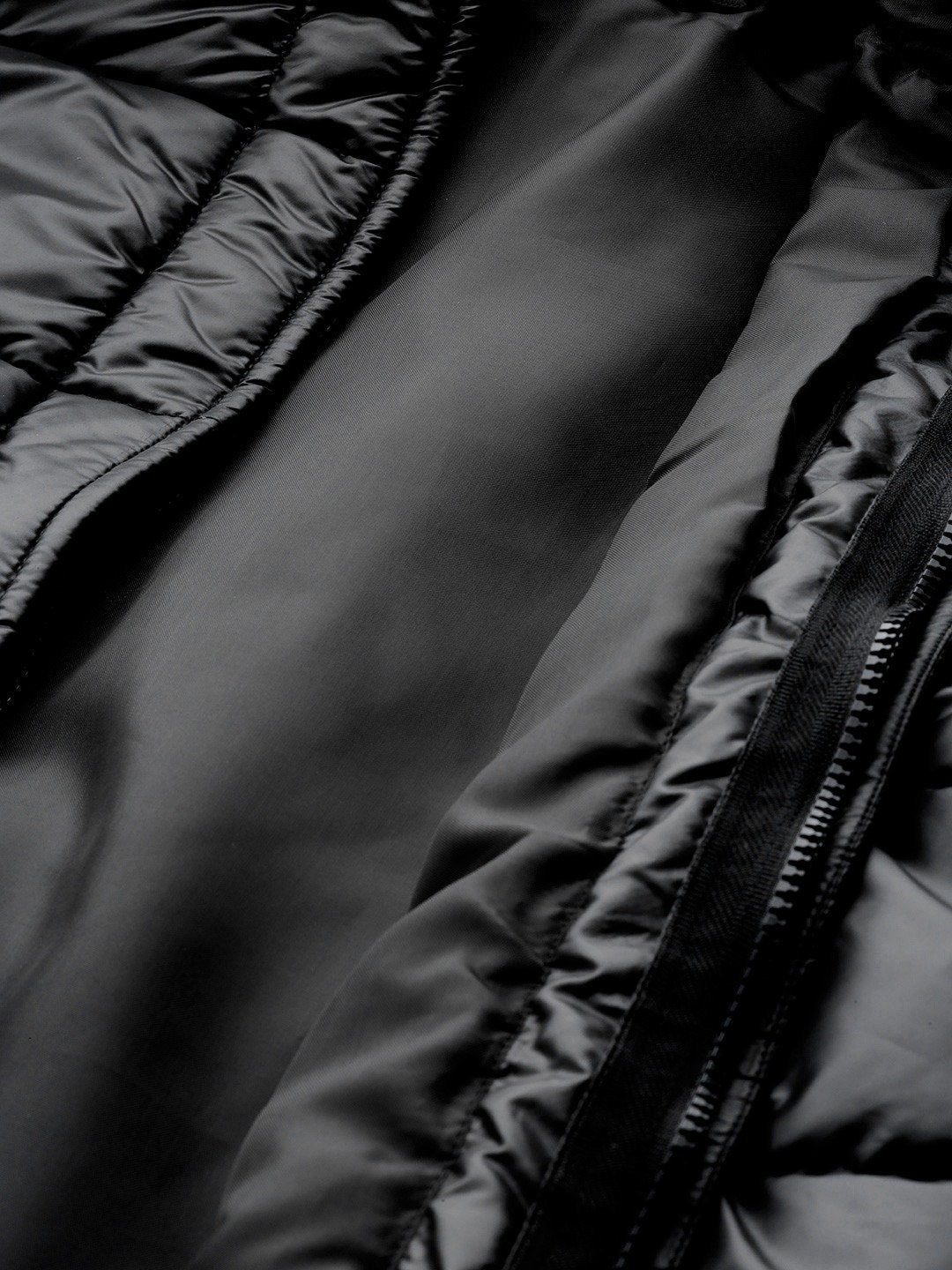 Women's Black Belted Longline Hooded Quilted Jacket - SASSAFRAS