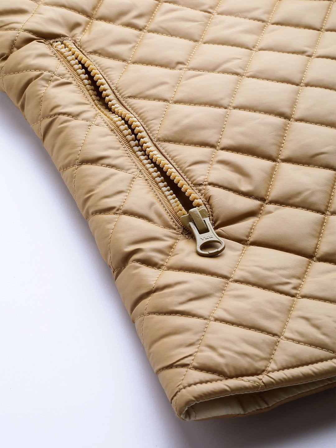Women's Khaki Sleeveless Quilted Puffer Jacket - SASSAFRAS