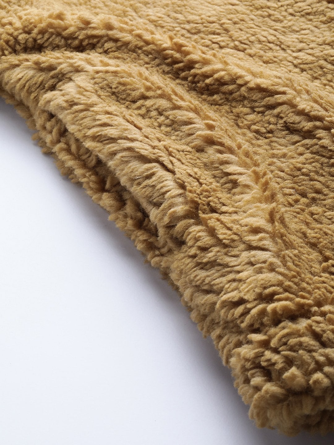 Women's Mustard Drawstring Faux Fur Jacket - SASSAFRAS